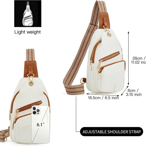 Beige Anti-Theft Vegan Leather Sling Bag - Stylish Crossbody Purse for Women - Picture 3 of 6